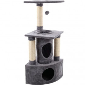 Ъглова катерушка за котки Flamingo SCRATCHING TREE ROCHEFORT ECRU & GREY 38x38x105CM